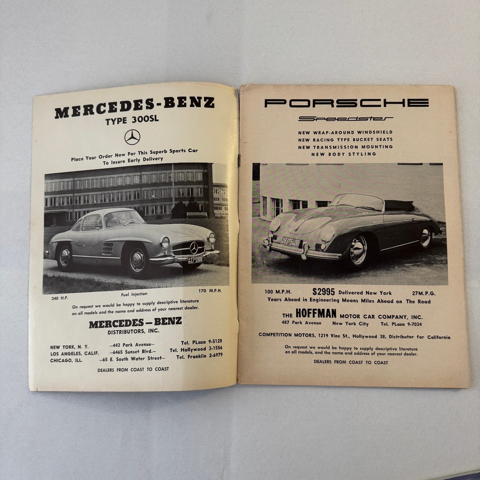 1955 Motorsport Magazine Racing Mercedes Benz 300SL Porsche Speedster Chrysler