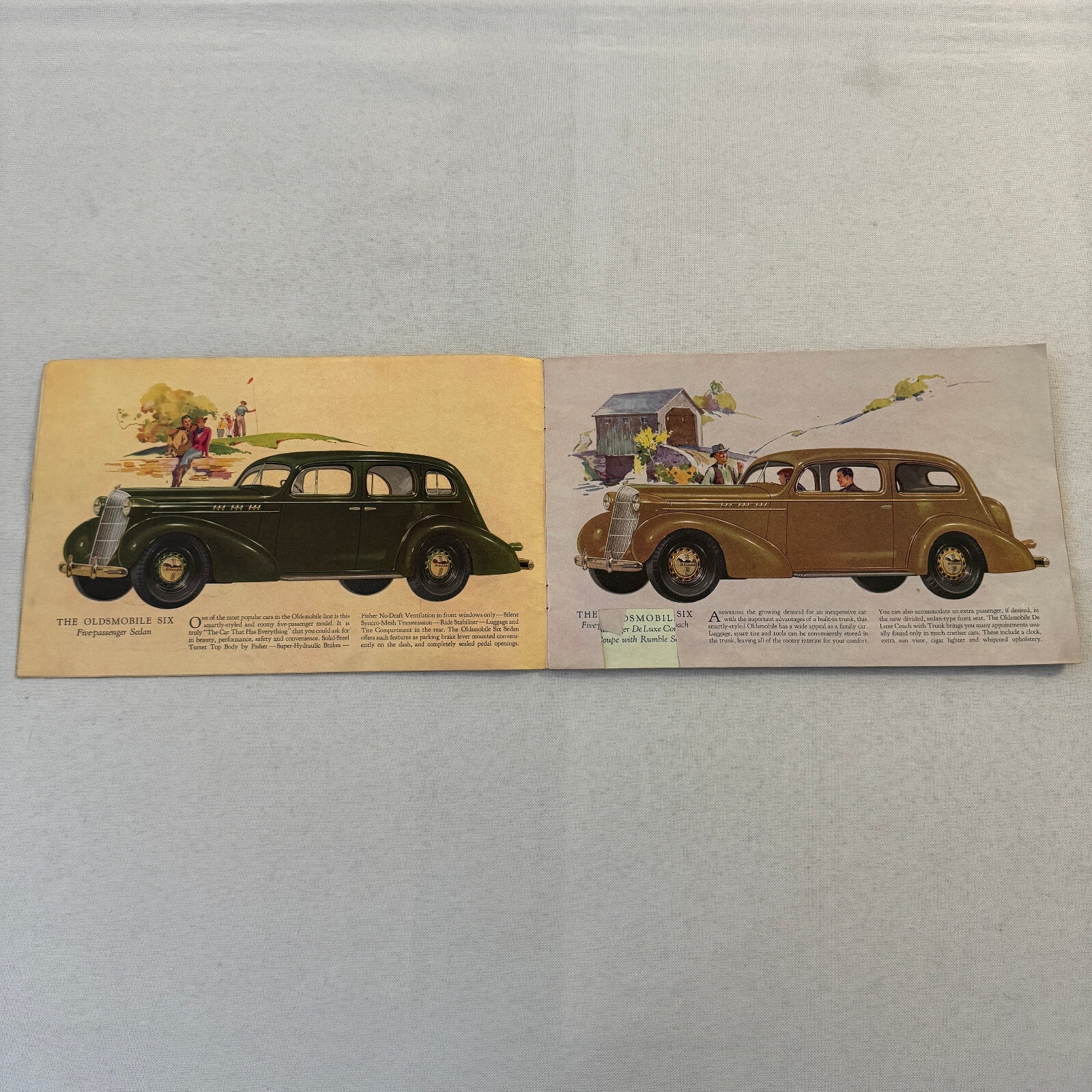 1936 Oldsmobile Six and Eight Sales Brochure Catalog Coupe Sedan Convertible