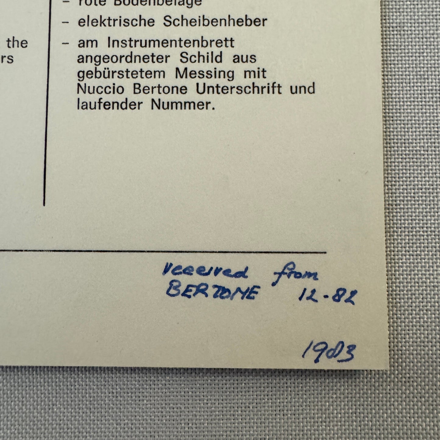 Bertone Fiat X1/9 Car Sales Sheet Brochure Advertising Fiat X19