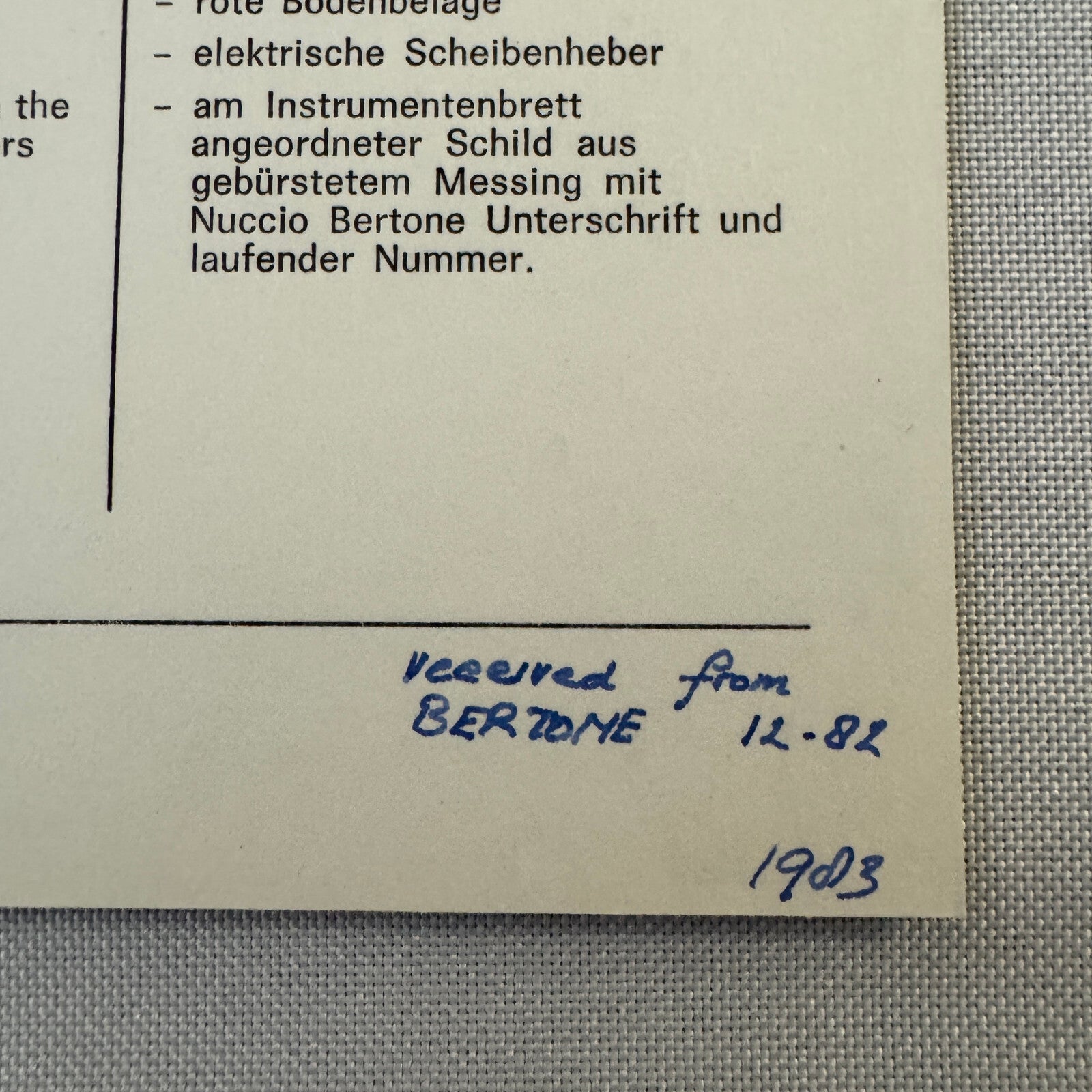 Bertone Fiat X1/9 Car Sales Sheet Brochure Advertising Fiat X19