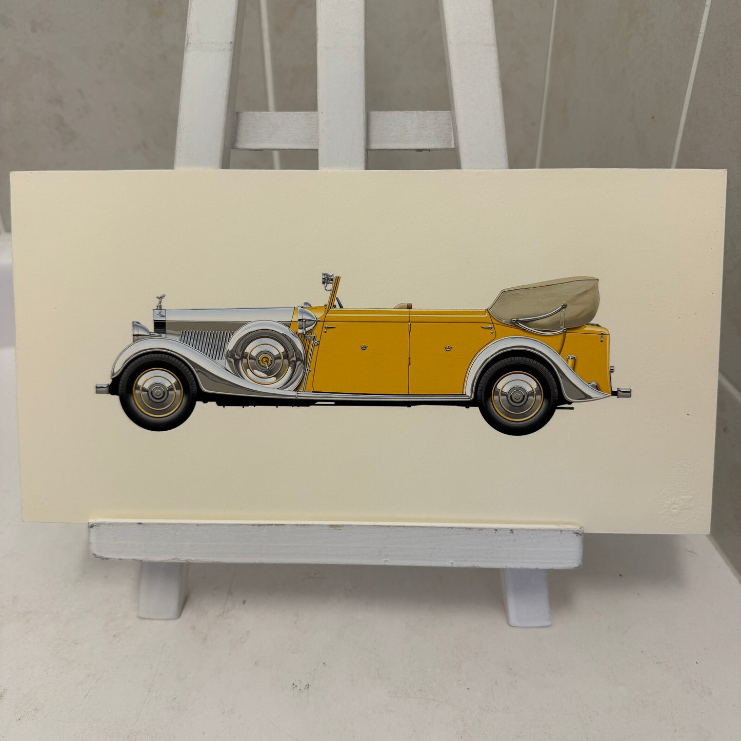 1934 Rolls Royce Phantom II Coachbuilder Cabriolet Car Illustration Art Drawing