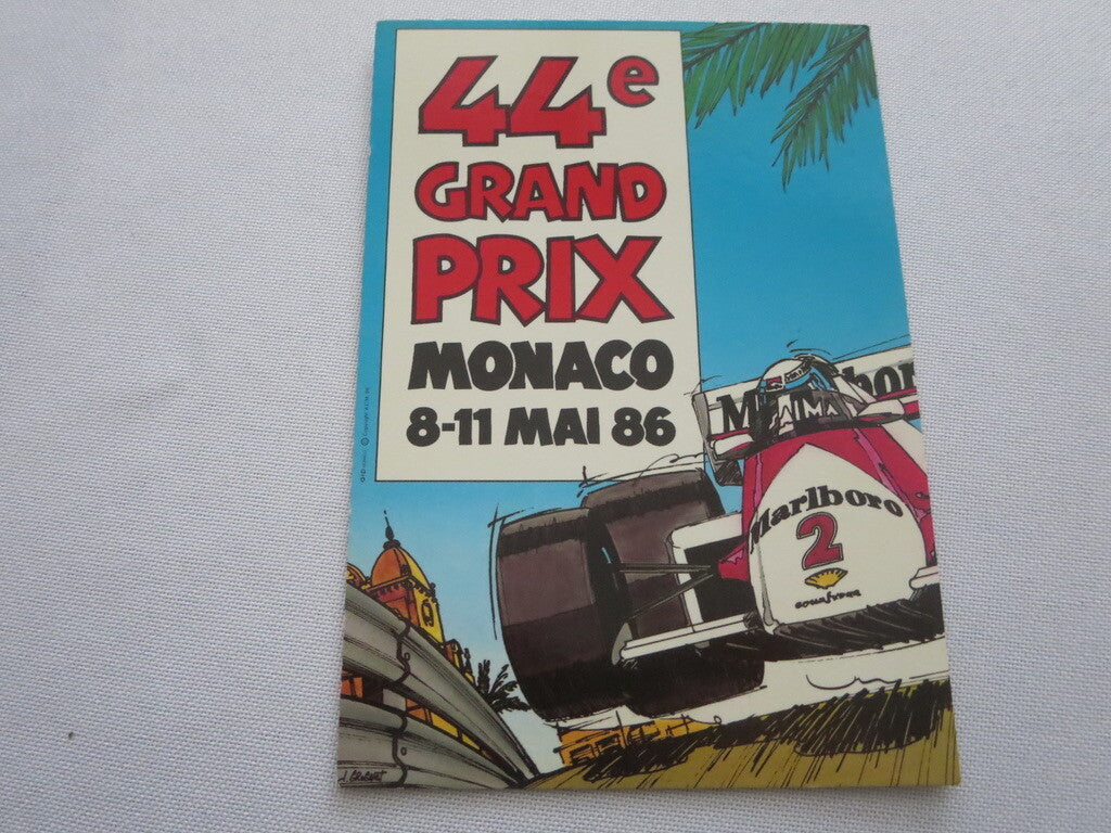 1986 Monaco Grand Prix Automobile Racing Car Postcard Post Card - Reproduction 