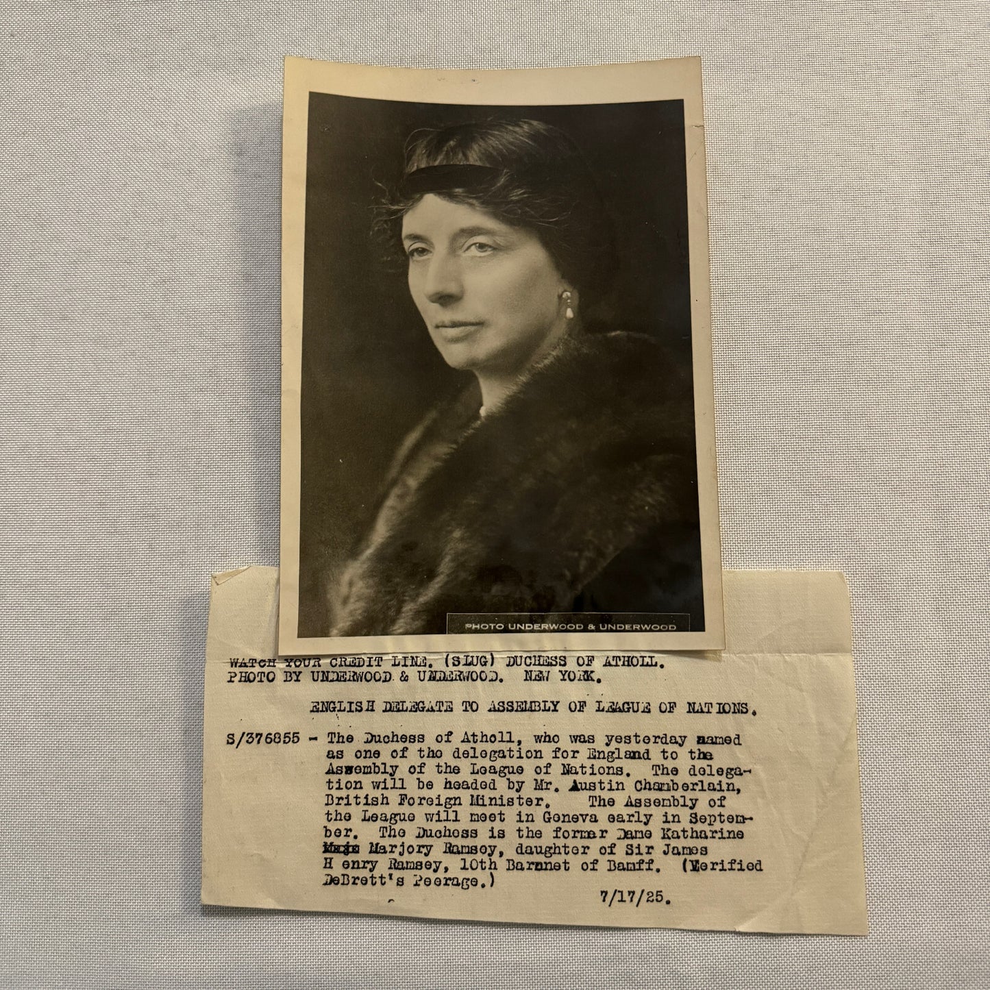 League of Nations English Delegate Duchess of Atholl 1924 Press Photo Photograph