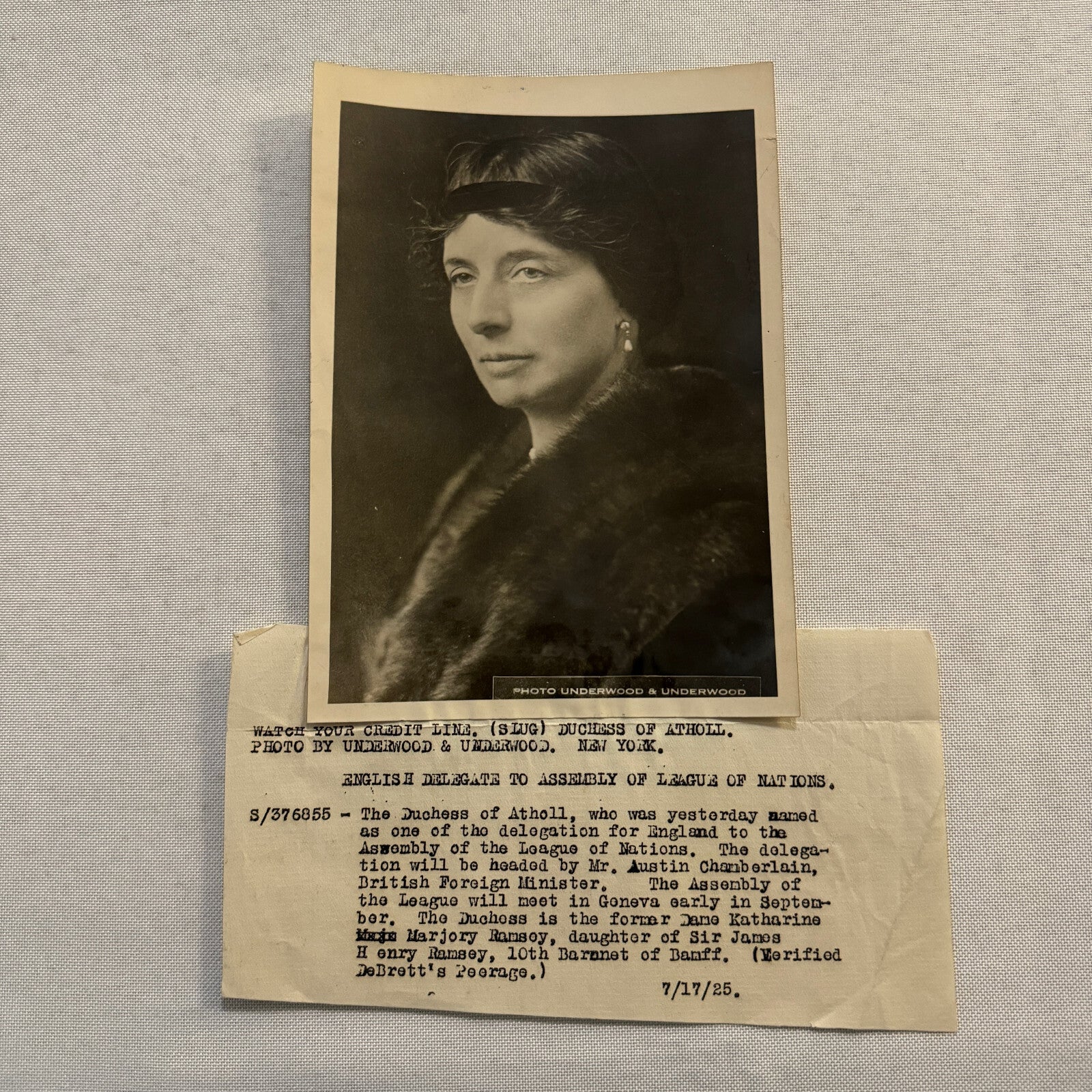 League of Nations English Delegate Duchess of Atholl 1924 Press Photo Photograph
