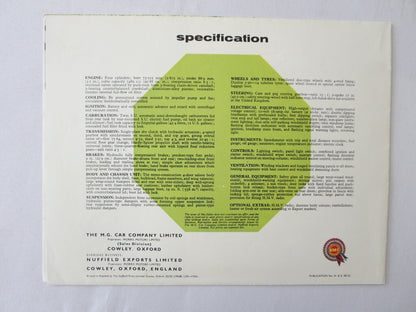 Vintage MG Magnette Mark III Sales Brochure Catalog Vintage Car Advertising 