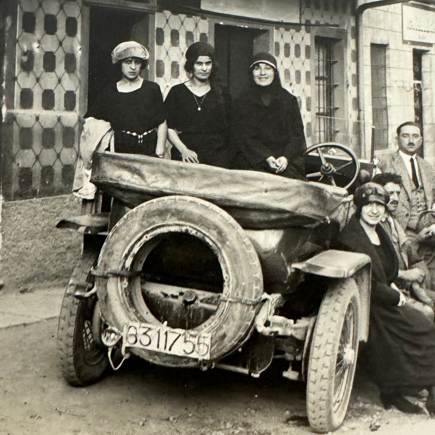 Vintage Photograph Photo Print Automobile Motorcycle Sidecar People European