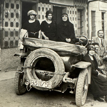 Vintage Photograph Photo Print Automobile Motorcycle Sidecar People European