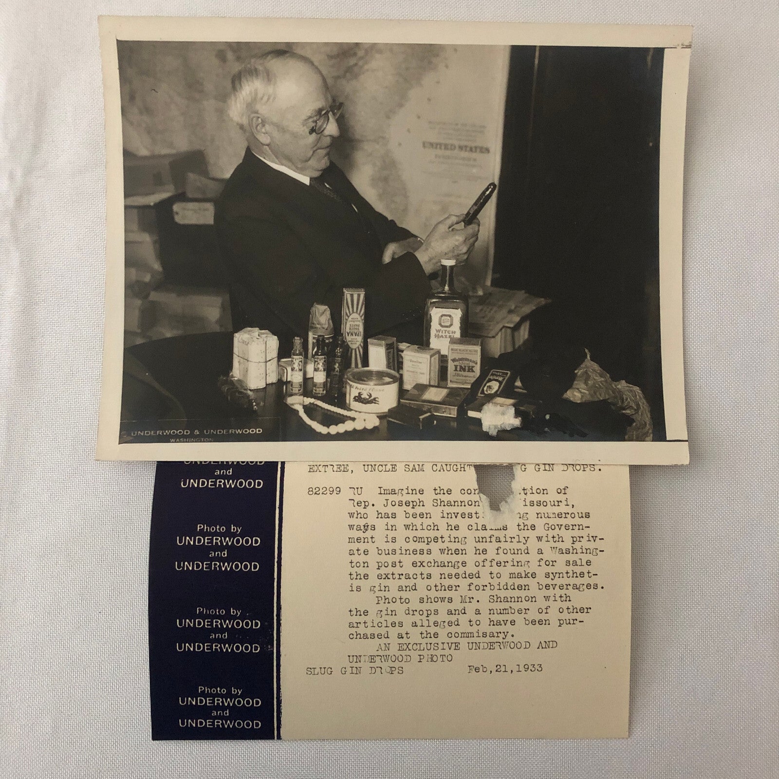 Press Photo Photograph Joseph Shannon Missiouri Republican 1933 Gin Alcohol