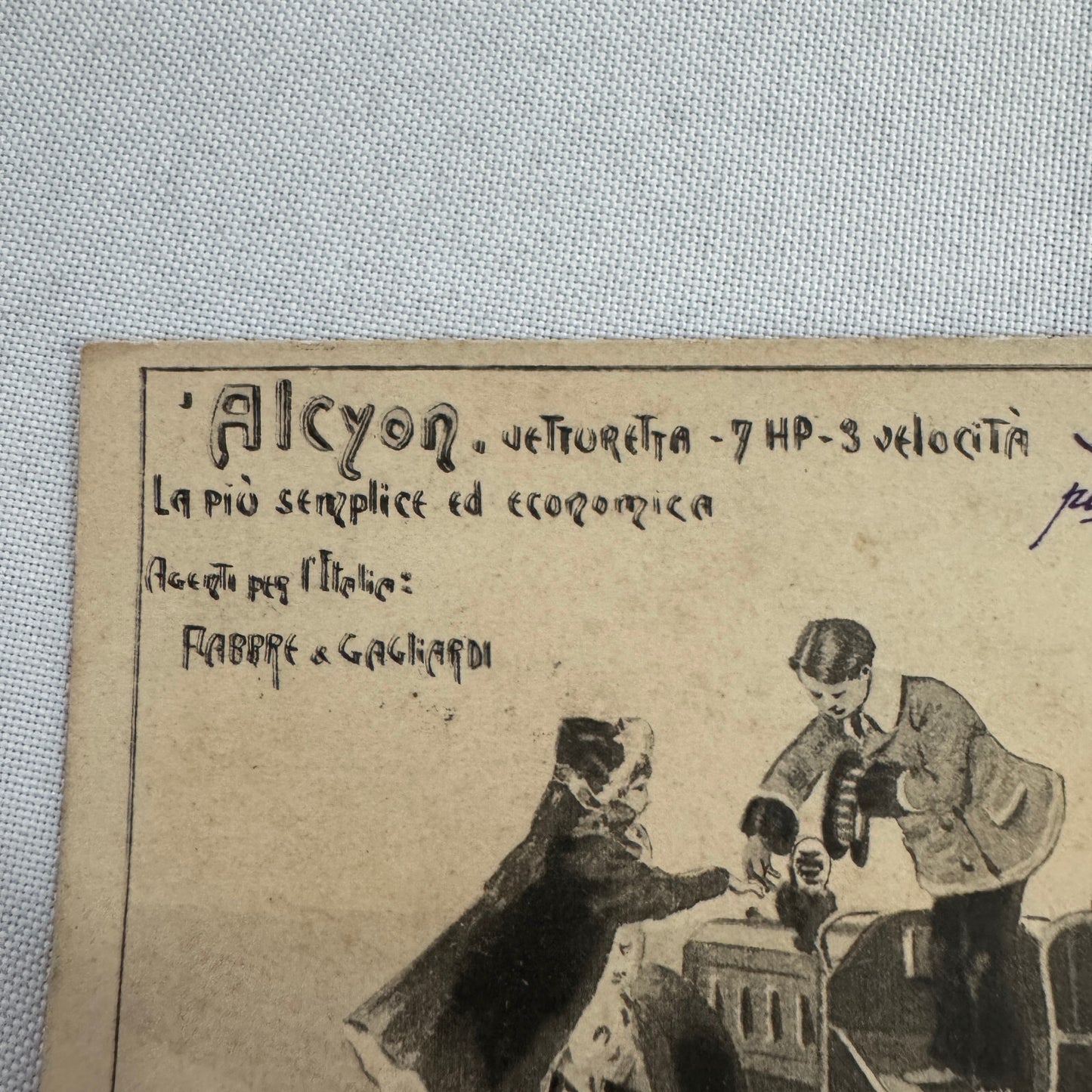 Fabbre & Gagliardi Vintage Car Advertising Postcard Alcyon Car Vintage Italian