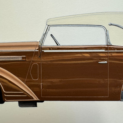 1934 Opel Cabriolet 2 Liter Car Illustration Art Drawing Hand Drawn