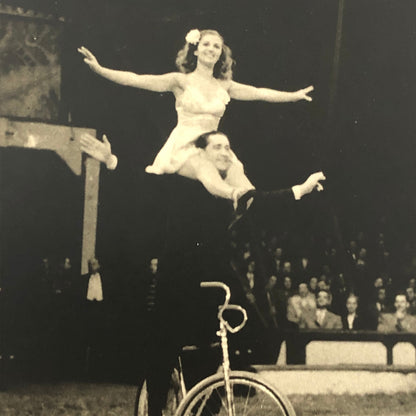 Circus Performer Bicycle Balancing Act Vintage Photo Photograph 1952