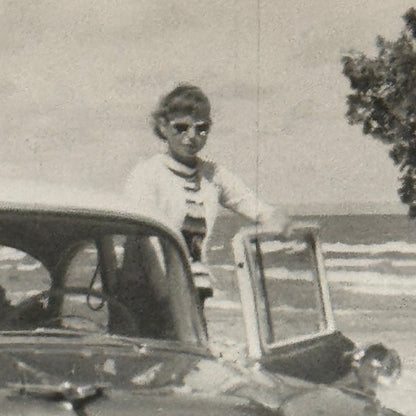 Chevrolet Car with Woman Photo Photograph Print Snapshot Vintage