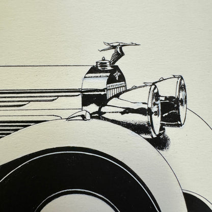 Hispano Suiza Convertible Car Illustration Art Drawing Hand Drawn