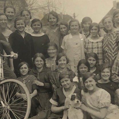Antique Vintage Photo Photograph Man with Bicycle Women Girls Dog + 