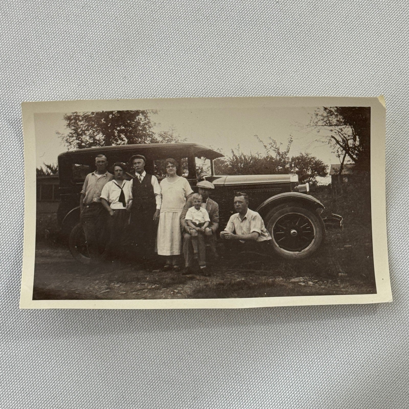 Vintage Automobile Photo Photograph Print Snapshot Early Car People Child