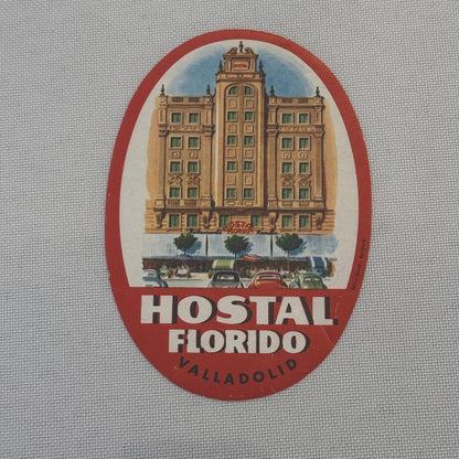 Vintage Hotel Travel Label Hotel Hostal Florido Valladolid Mexico Mexican