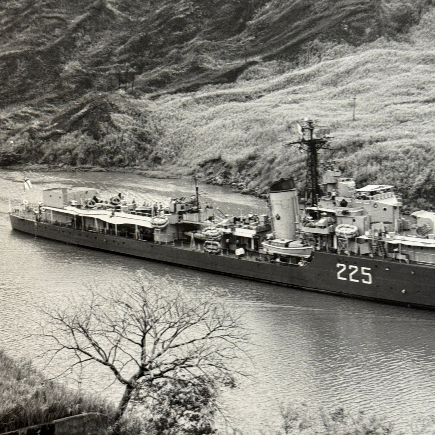 Vintage Military Boat Ship Photo Photograph Print HMCS Sioux Panama Canal 1956