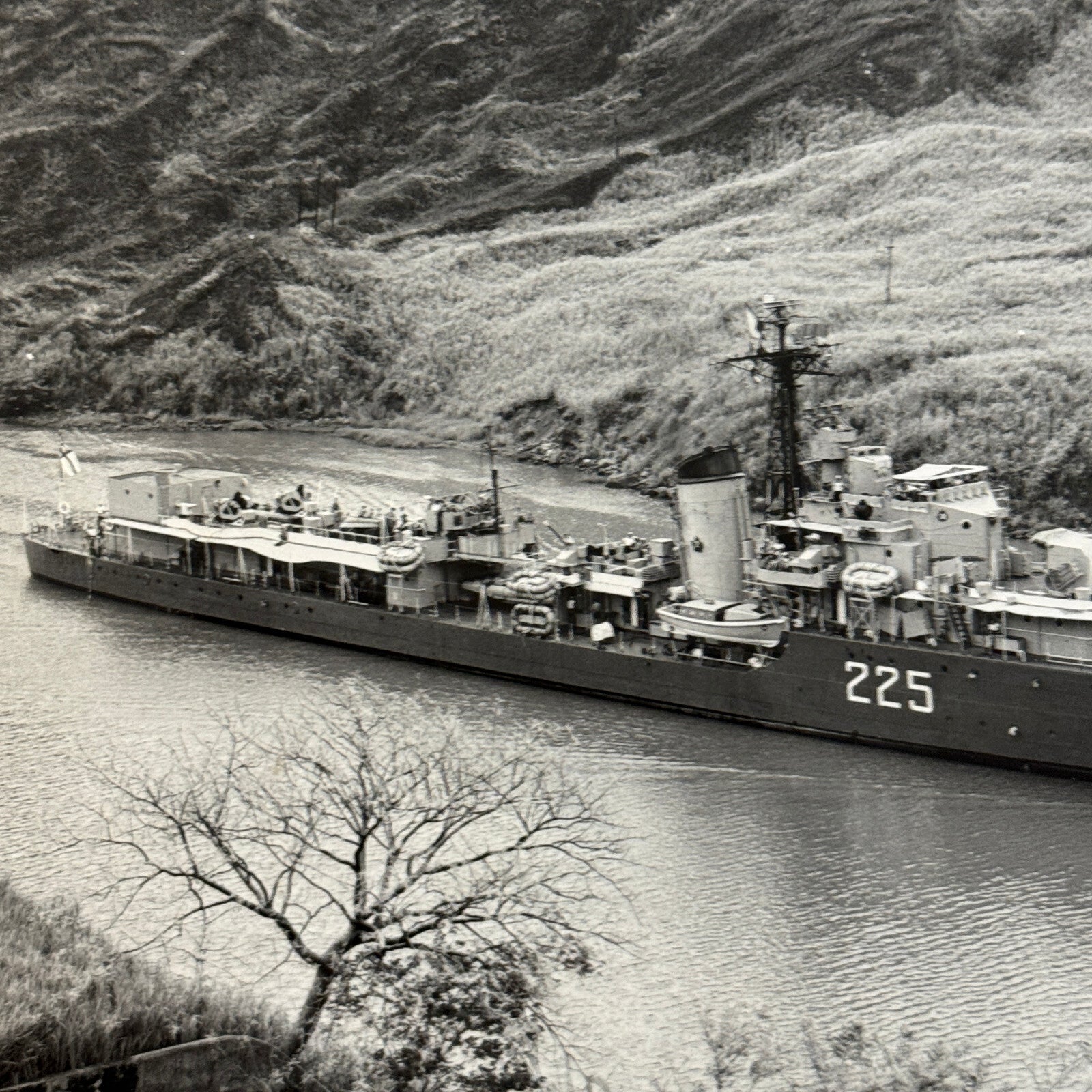 Vintage Military Boat Ship Photo Photograph Print HMCS Sioux Panama Canal 1956