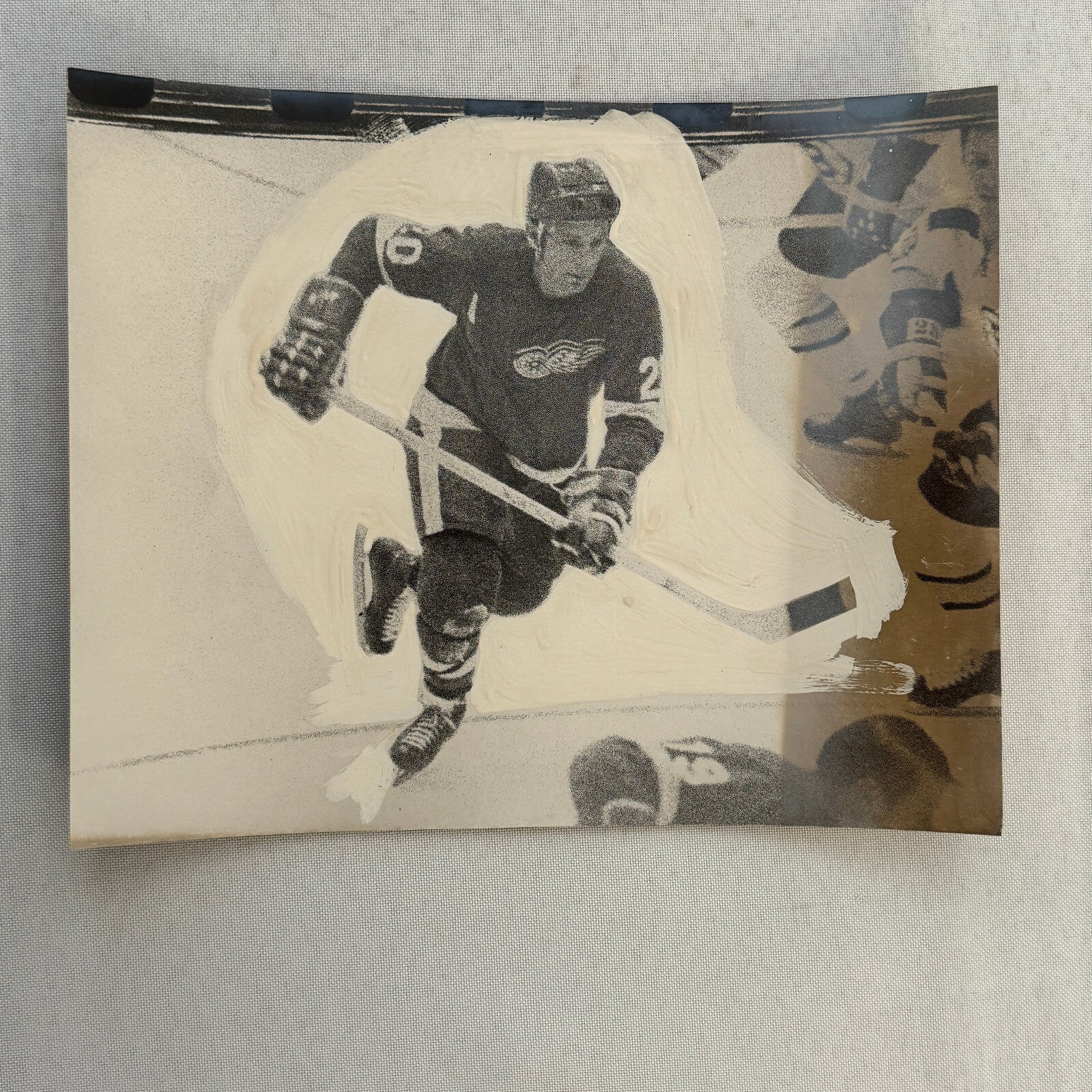 Hockey Player Photo Photograph Vintage Unidentified Detroit Red Wings Mockup