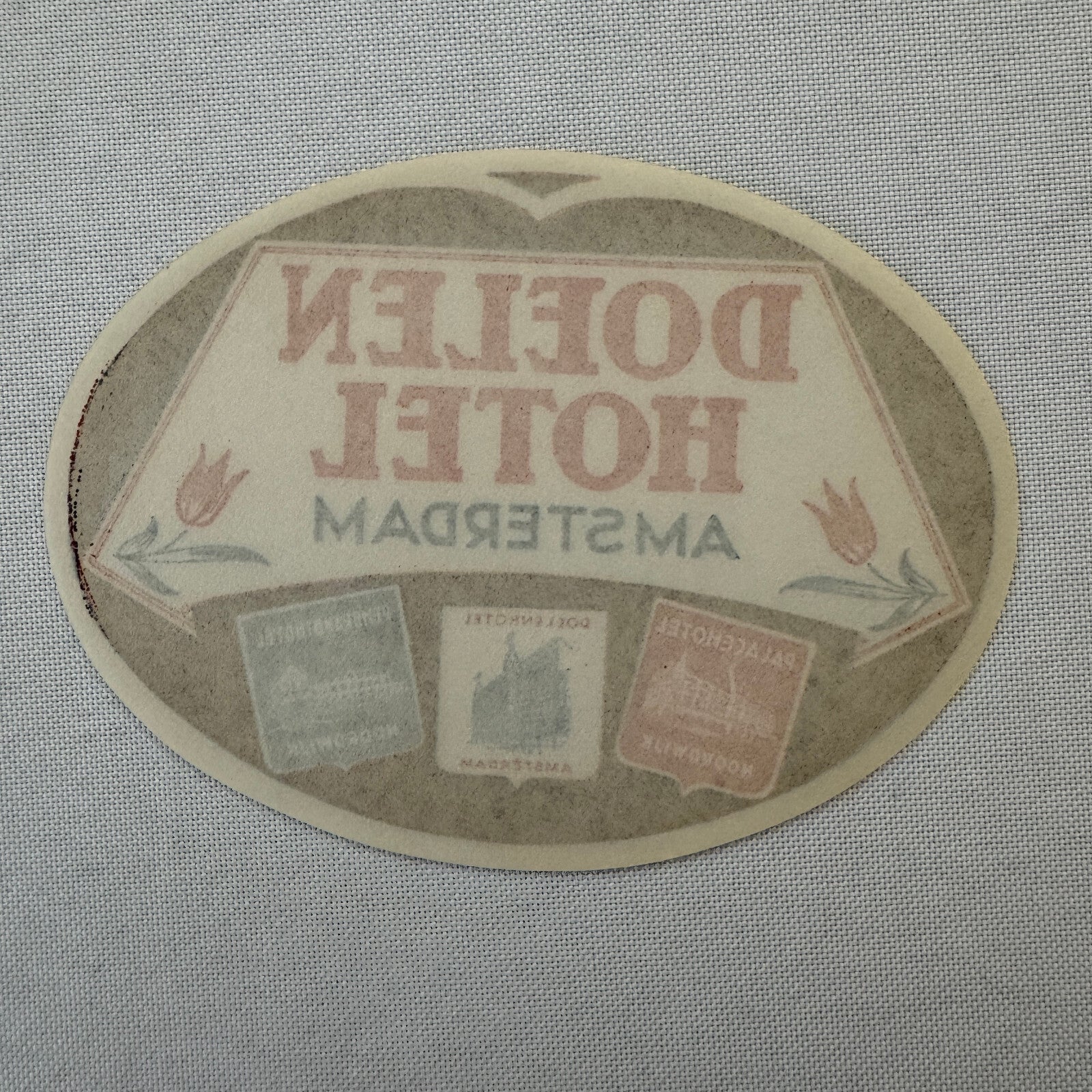 Vintage Hotel Travel Luggage Label Doelen Hotel Amsterdam Holland Dutch