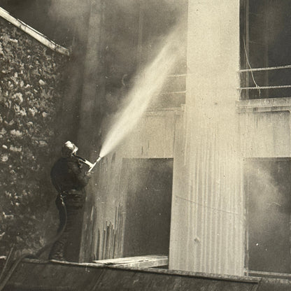 Paris France Fireman Firefighter Press Photo Photograph Demo Hose Invention Fire