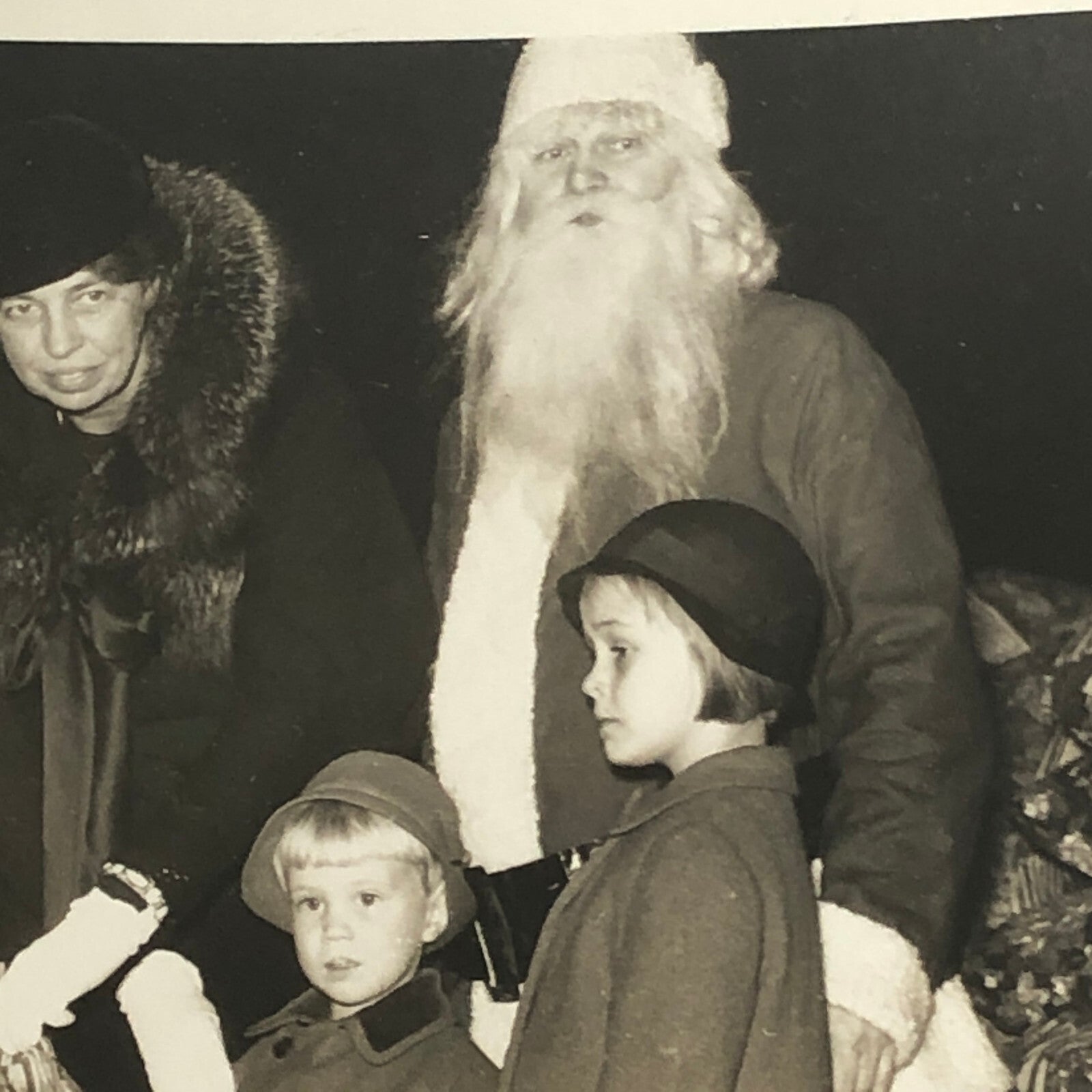 Press Photo Photograph Eleanore Roosevelt and Family Celebrate Christmas Santa