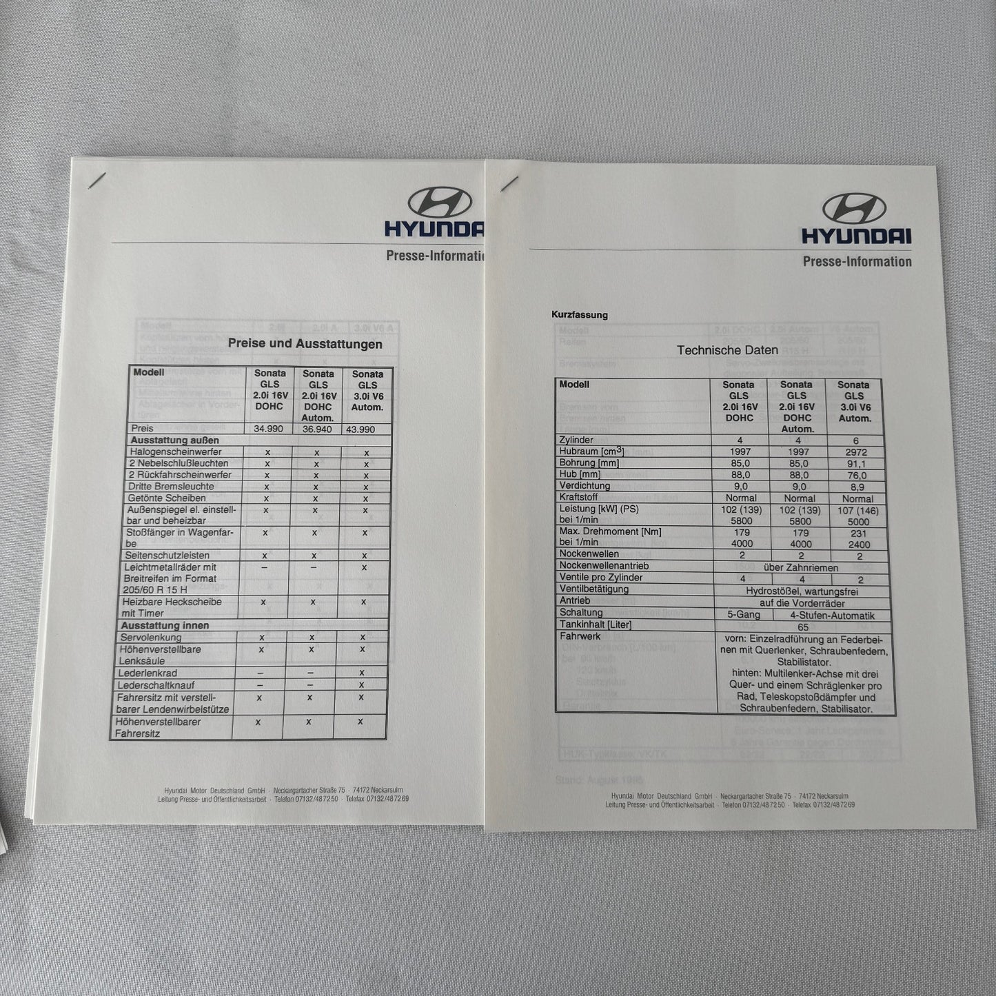 1996 Hyundai Car Press Kit S-Coupe S Coupe Sonata Lantra Accent H100 GERMAN