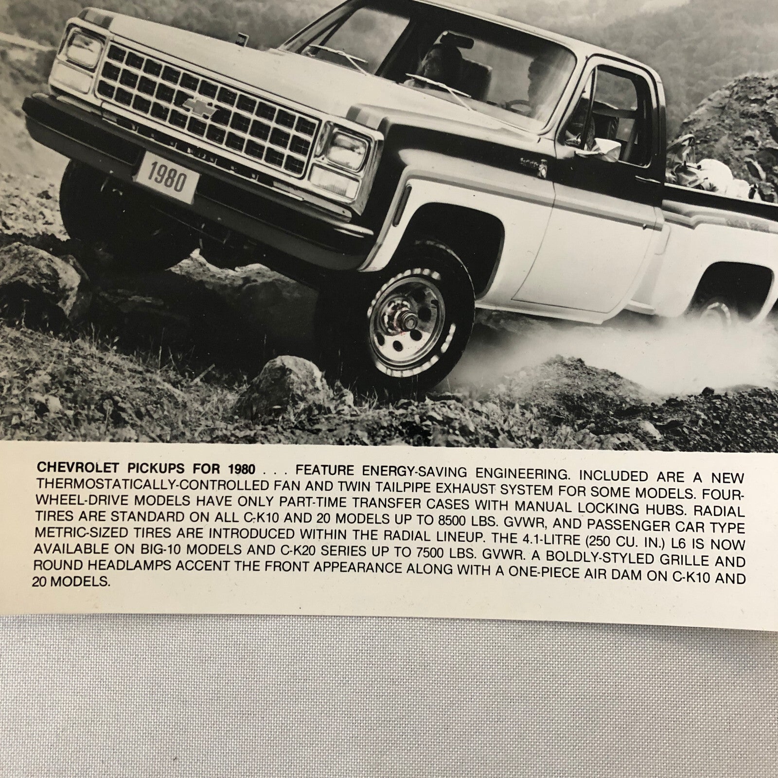 1980 Chevrolet Pickup Press Photo Photograph Print Chevy Pick Up