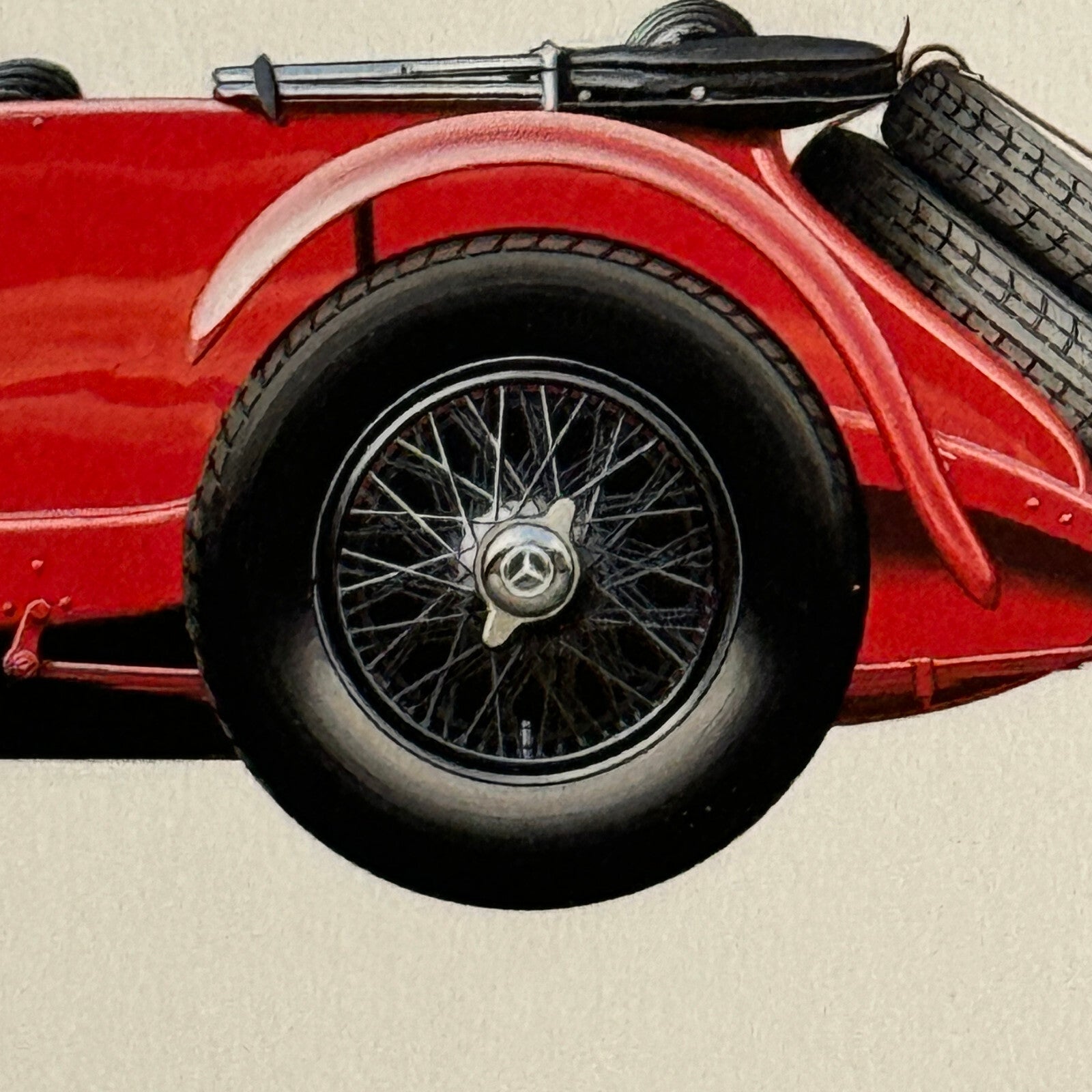 1928 Mercedes Benz SS Sport Versitzer Car Illustration Hand Drawn Art Vintage