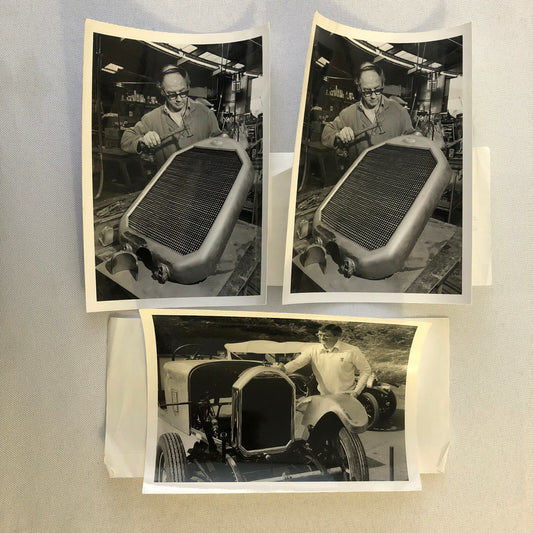 Vintage 1928 Humber Blue Peter Car Radiator Restoration Photo Print Lot of 3 