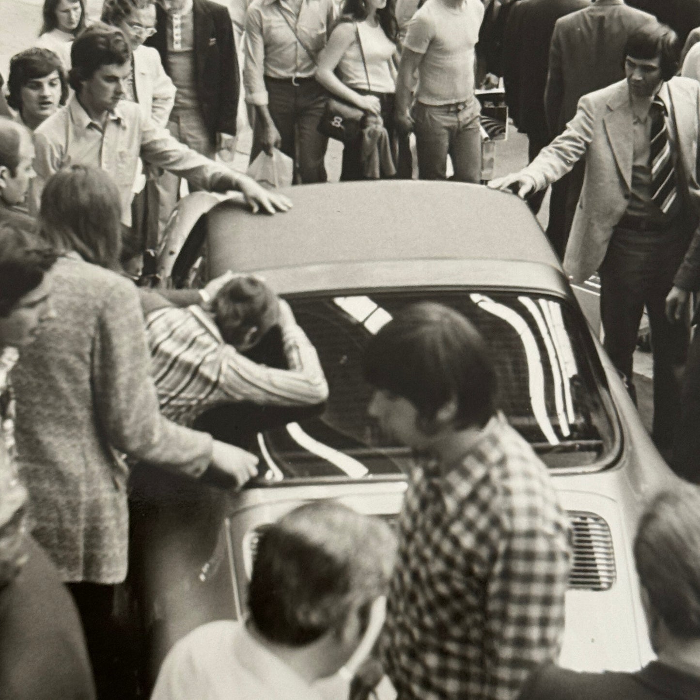 Crowd with Porsche 911 Photo Photograph Vintage