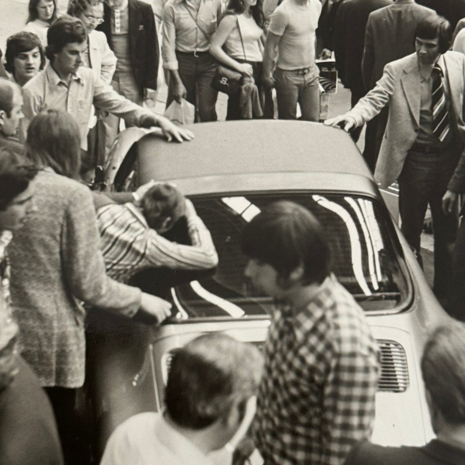 Crowd with Porsche 911 Photo Photograph Vintage