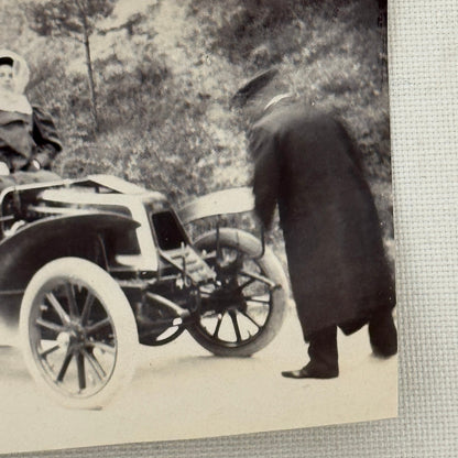 Vintage Photograph Photo Antique People in Early Automobile Car Man Woman