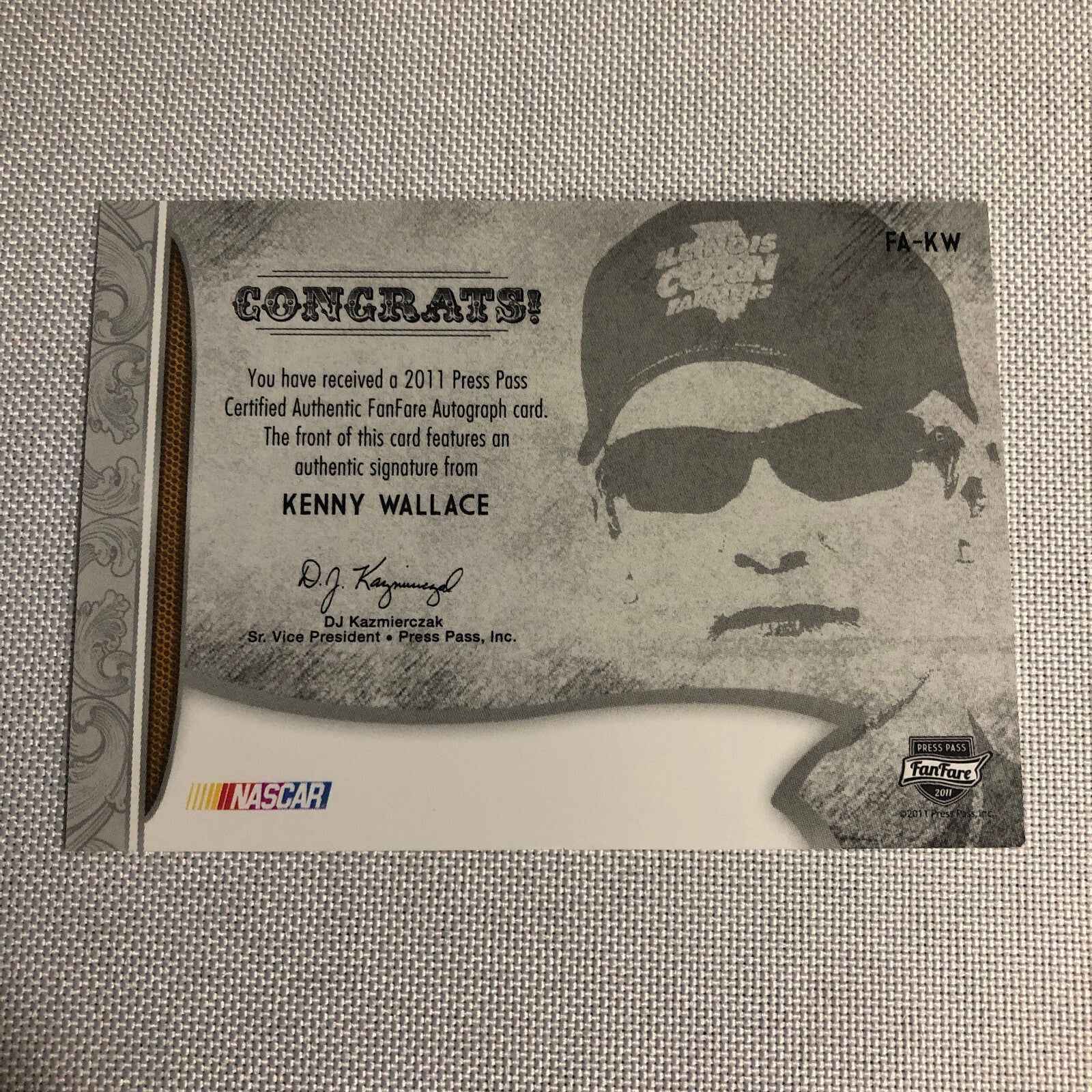 2011 Press Pass Fanfare Autograph Kenny Wallace Signed Signature Auto NASCAR