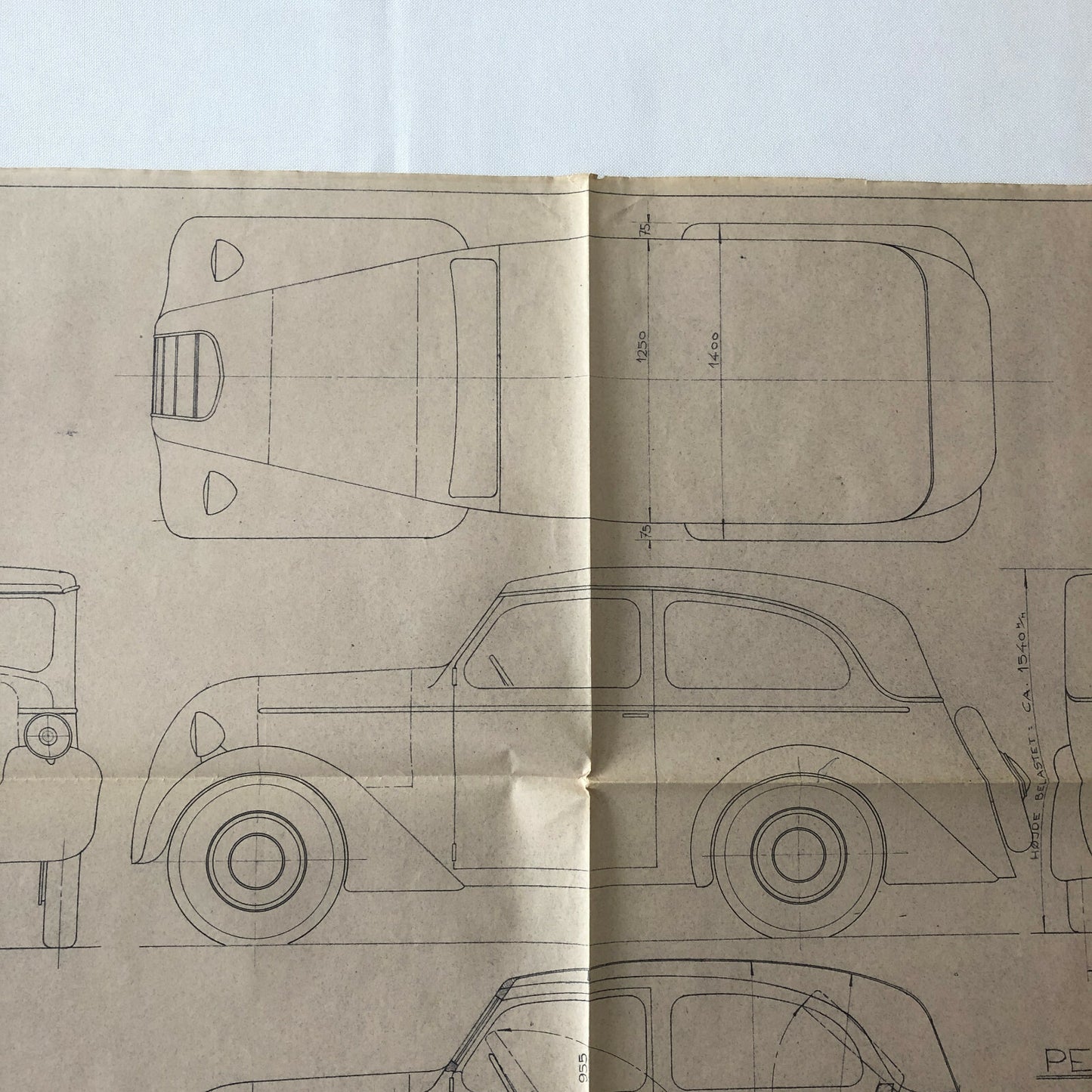 1935 Coachbuilder Car Design Blueprint Rendering Blue Print Cabrio Limousine 