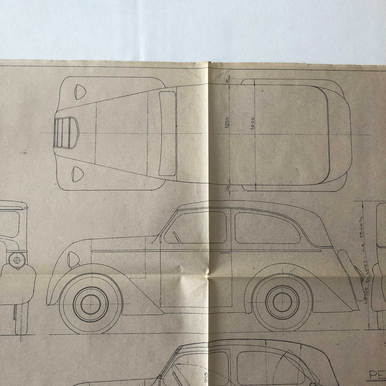 1935 Coachbuilder Car Design Blueprint Rendering Blue Print Cabrio Limousine 