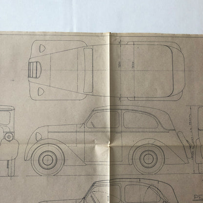 1935 Coachbuilder Car Design Blueprint Rendering Blue Print Cabrio Limousine 