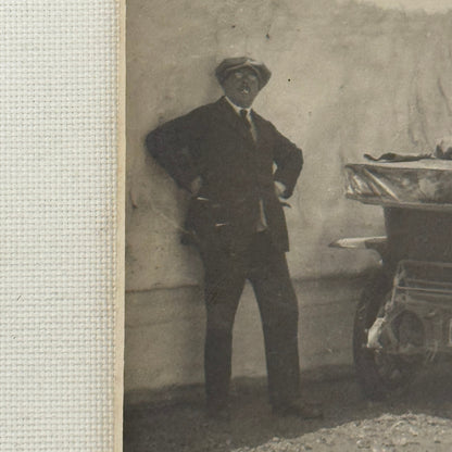 Antique Car Automobile Man Woman Italian Real Photo Postcard RPPC Photograph