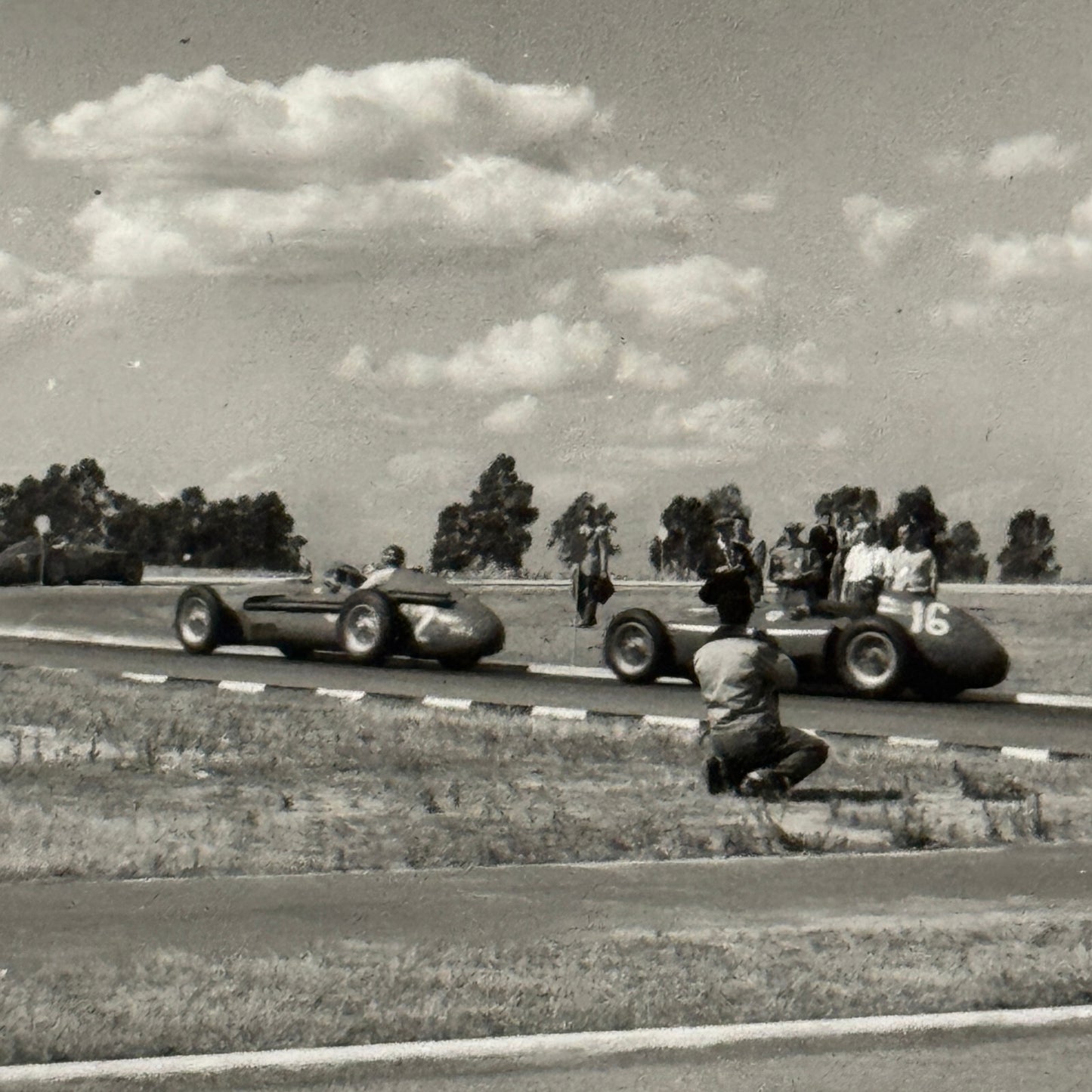1957 Grand Prix Racing Photo Juan Manuel Fangio Mike Hawthorn Modern Print