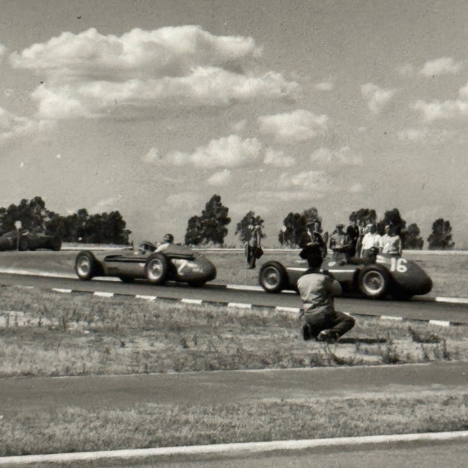 1957 Grand Prix Racing Photo Juan Manuel Fangio Mike Hawthorn Modern Print