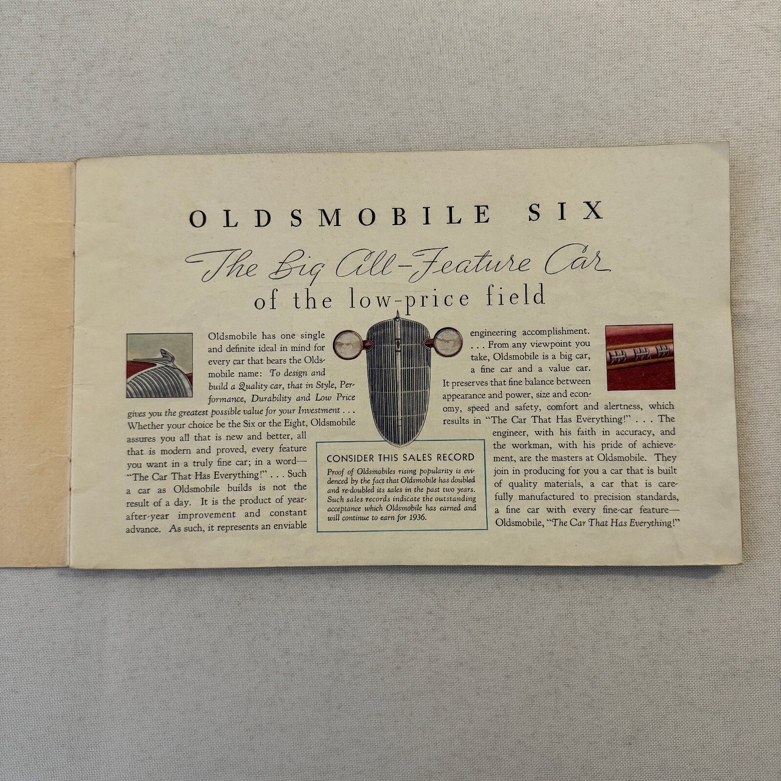 1936 Oldsmobile Six and Eight Sales Brochure Catalog Coupe Sedan Convertible