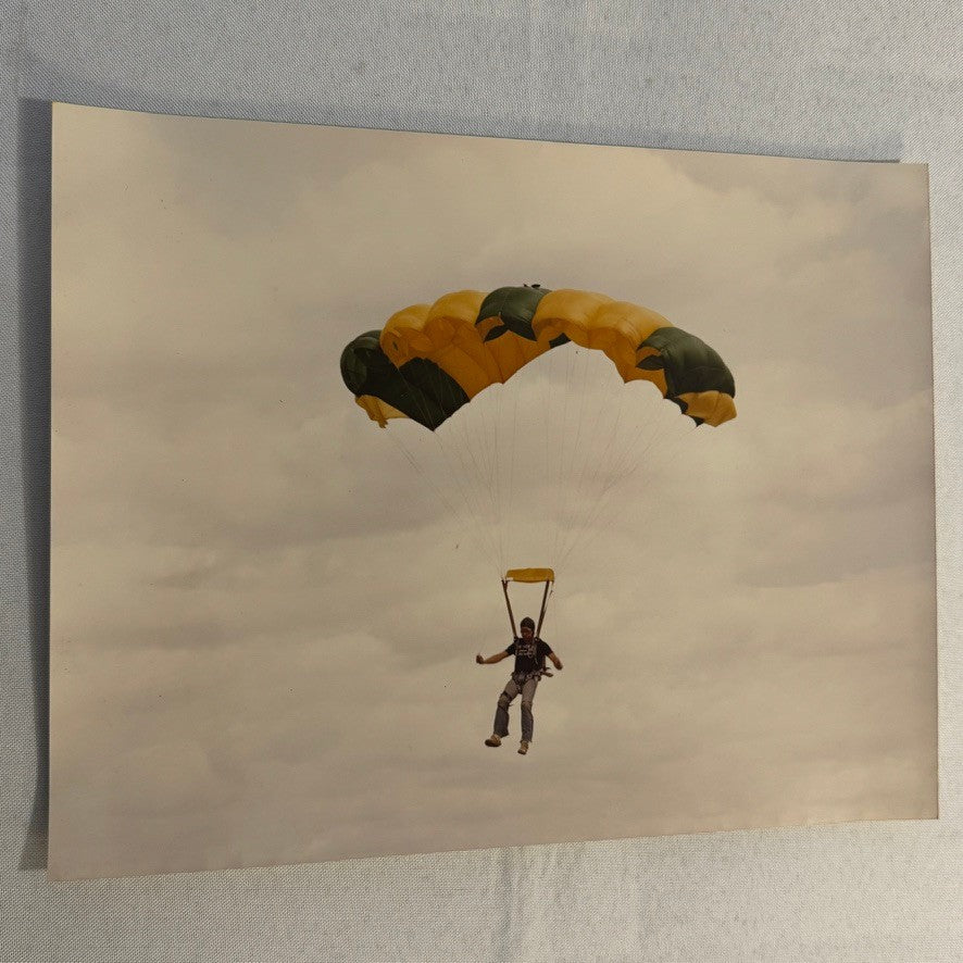 Vintage Skydiving Parachute Photo Large Format Aviation Photograph 1970s-80s