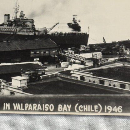 HMCS Uganda Military Ship in Valparaiso Bay Chile 1946 Photo Photograph Modern