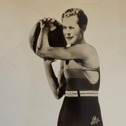 Vintage Actor Photograph Robert Montgomery Working Out Photo Medicine Ball
