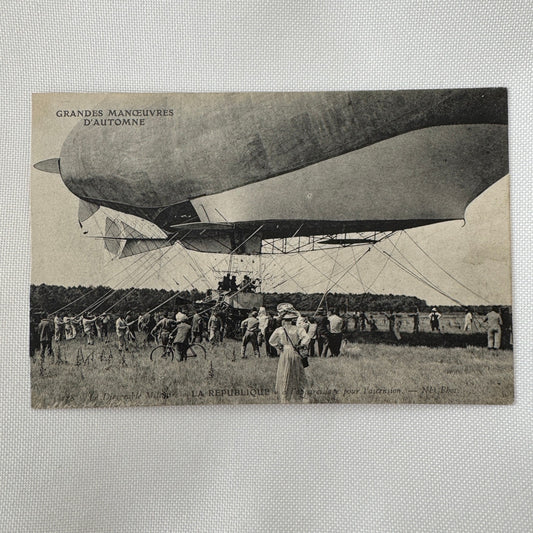 Vintage Zeppelin Airship Dirigible Postcard Post Card French