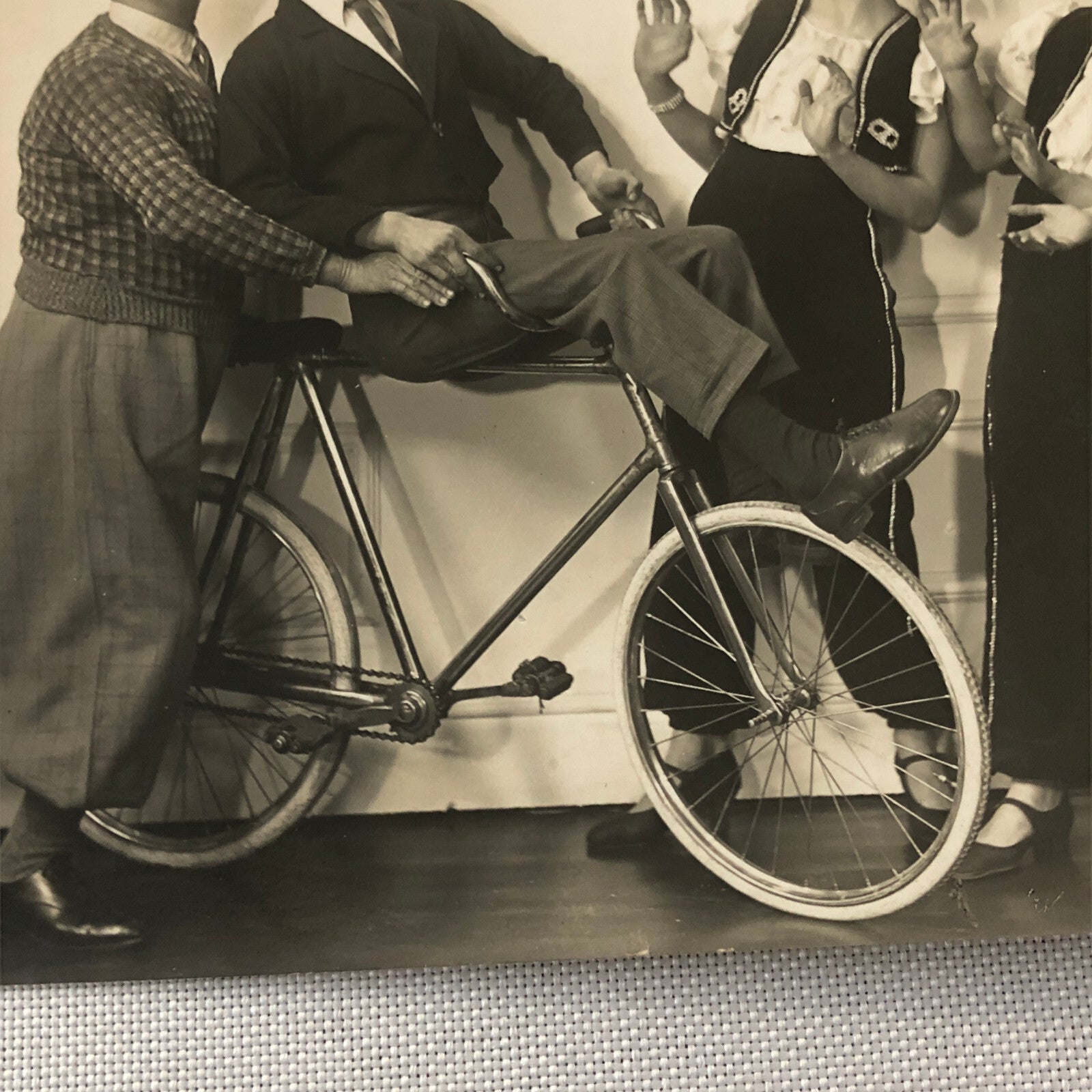 Circus Performers with Bicycle Real Photo Postcard Post Card RPPC