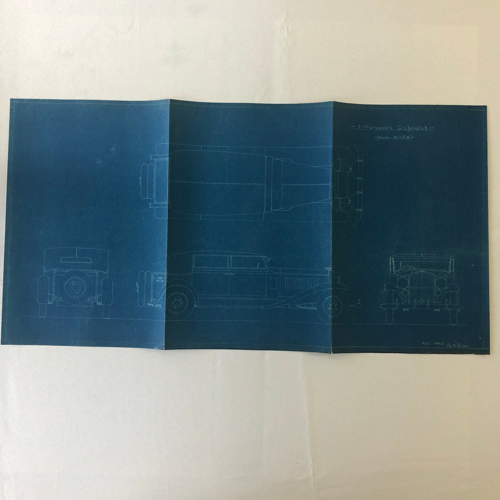 1930 Coachbuilder Car Design Blueprint Rendering Blue Print Cabriolet Body Style