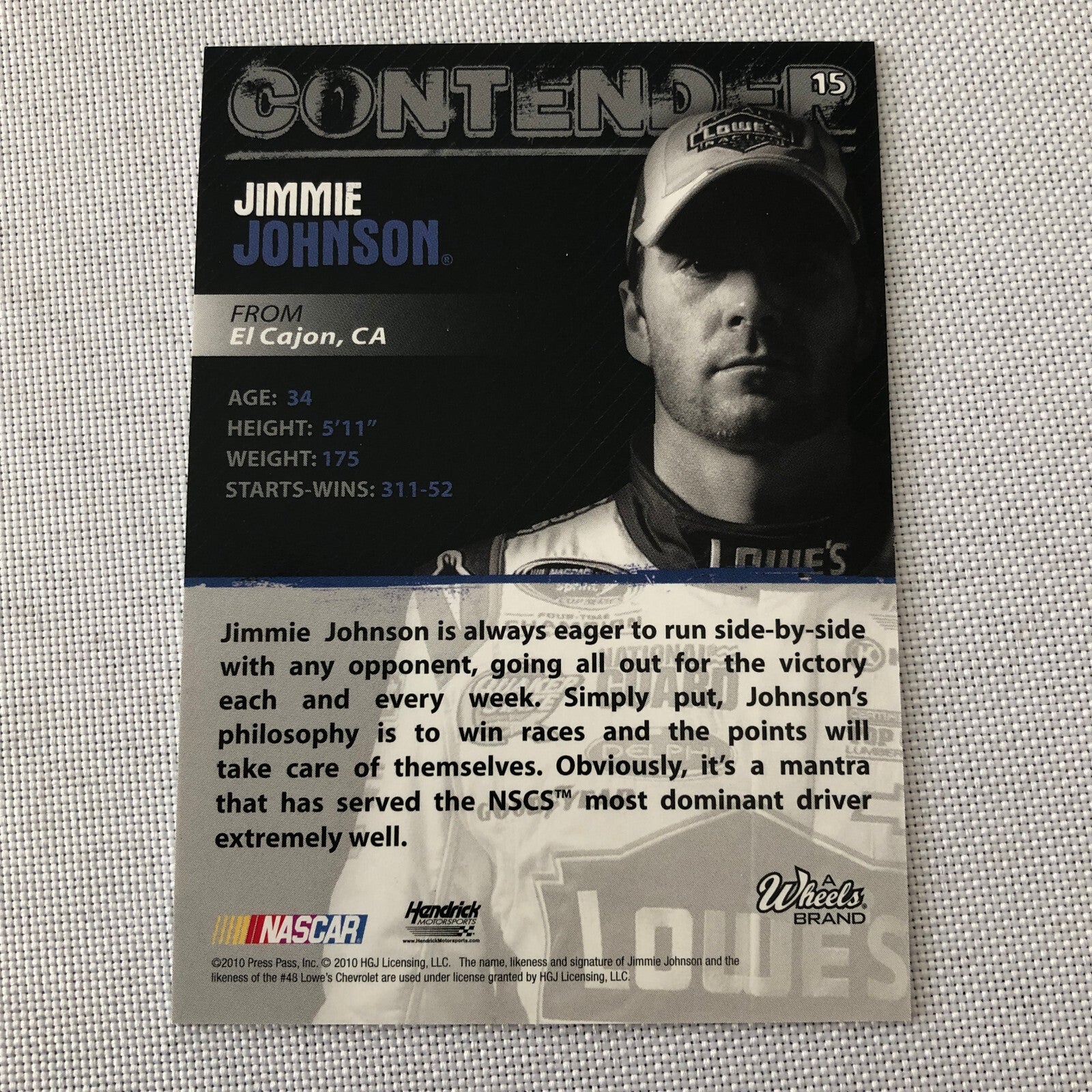 2010 Wheels Main Event Purple Parallel Nascar # 24/25 Jimmie Johnson Racing