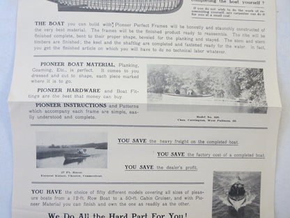 Vintage 1909 Pioneer Boat & Pattern Company Brochure Advertisement 