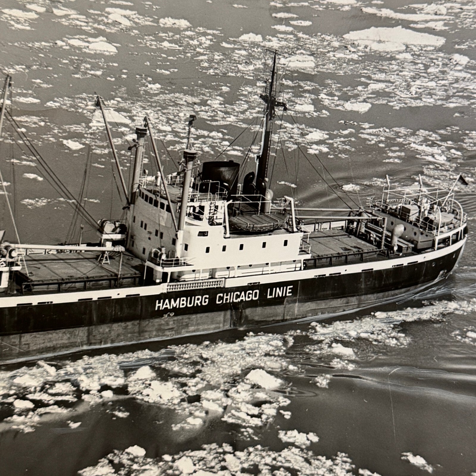 Vintage Ship Boat Photo Photograph Print SS Ophelia Hamburg Chicago Linie 1955